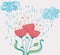 Poppies under the rain romantic card