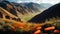 Poppies in the valley of the Pamir mountains