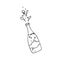 A popping bottle of doodle-style champagne. A symbol of a holiday, New Year, Birthday, Wedding.