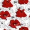 Poppy black silhouette pattern