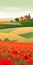 Poppy field, Spanish countryside, AI generative illustration