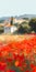 Poppy field, Spanish countryside, AI generative illustration