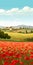 Poppy field, Spanish countryside, AI generative illustration