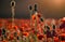 Poppy flowers field music notes concept