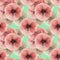 Poppy. Seamless pattern texture of pressed dry flowers.