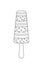 Popsicle coloring book. Black and white ice cream. Outline, vector