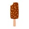 Popsicle ice cream summer food vector flat icon. Cold sweet dessert frozen. Stick chocolate lolly cartoon milk candy vanilla