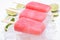 Popsicles from frozen watermelon