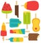Popsicles melting down isolated set