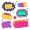 Popular 90s words retro lettering sticker set in vivid intage vibe style. Hand drawn typography vector illustrations