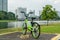 Popular bike-sharing 'Anywheel' is parked nicely in Kallang Riverside Park, Singapore.