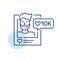 Popular blogger guy with ten thousand likes on social media. Pixel perfect, editable stroke icon