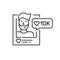 Popular blogger guy with ten thousand likes on social media. Pixel perfect, editable stroke line icon