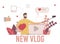 Popular Blogger New Vlog Flat Vector Illustration