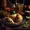 popular Colombian Food, Empanadas snack, generated AI