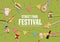 Popular food web banner set, flat design. Festival poster