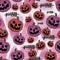 Popular halloween pattern with watercolor spooky pumpkin retro style vector.