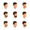 Popular isometrics, men s hairstyles, hipster style. Laying, beard, mustache. Modern, stylish hairstyle, young people, fashion