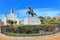 Popular Jackson Square with Andrew Jackson statue and Saint Louis Cathedral in the French Quarter