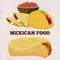 Popular mexican food burito and dinner on grunge background