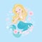 Popular pastel mermaid set. Happy and beautiful mermaid. Cartoon mermaid print for t shirts or kids fashion artworks, children
