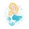 Popular pastel mermaid set. Happy and beautiful mermaid on white background. Print for t shirts or kids fashion artworks, children