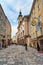 Popular pedestrian shopping street Linzer Gasse in Salzburg. Austria