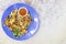 Popular Penang fried oyster omelette egg served with chilli dip