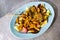 Popular Penang fruit rojak served with prawn paste and groundnuts