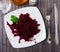 Popular russian salad from beetroot