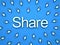Popular Share concept many arrow cursors mouse clicking share button or link on blue background
