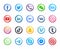 Popular Social Media Round Modern Icons Vector Set