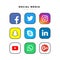 Popular square social media : Facebook, Twitter, Instagram, Snapchat, LinkedIn, Skype, Google , WhatsApp, Yo