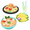 Popular Thai food papaya salad set