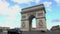 Popular tourist attraction in Paris, crowds of people viewing Triumphal Arch
