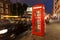 Popular tourist Red phone booth in night lights illumination in