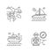 Popular vacation activities pixel perfect linear icons set