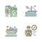 Popular vacation activities RGB color icons set