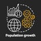 Population growth chalk concept icon. World human overpopulation idea. Increasing number of people. Demographic problem