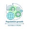 Population growth concept icon. World human overpopulation idea thin line illustration. Increasing number of people