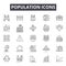 Population line icons, signs, vector set, outline illustration concept