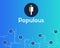 Populous cryptocurrency blockchain on blue background