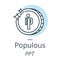 Populous cryptocurrency coin line, icon of virtual currency
