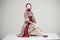 Porcelain clay girl dress red corset victorian