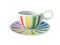 Porcelain colorful striped cup isolated on white background. 3D Illustration.