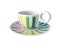 Porcelain colorful striped cup isolated on white background. 3D Illustration.