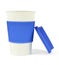 Porcelain Cup with Blue Thermo Sleeve and Lid