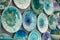 Porcelain decorative plates, Iridescent, shimmering, aquatic Turquoise