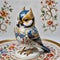 Porcelain figurines The bluebird bird. Sculptures made of porcelain and earthenware. Miniature figurines made of ceramics