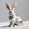 Porcelain figurines cute rabbit. Sculptures made of porcelain and earthenware. Miniature figurines made of ceramics